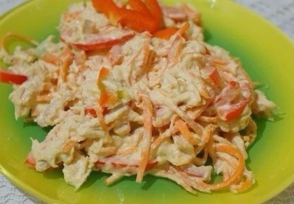 САЛАТ С КУРИЦЕЙ И МОРКОВЬЮ ПО-КОРЕЙСКИ