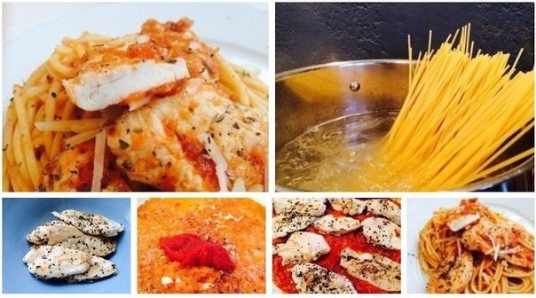Спагетти с курицей в томатном соусе Спагетти с курицей в томатном соусе