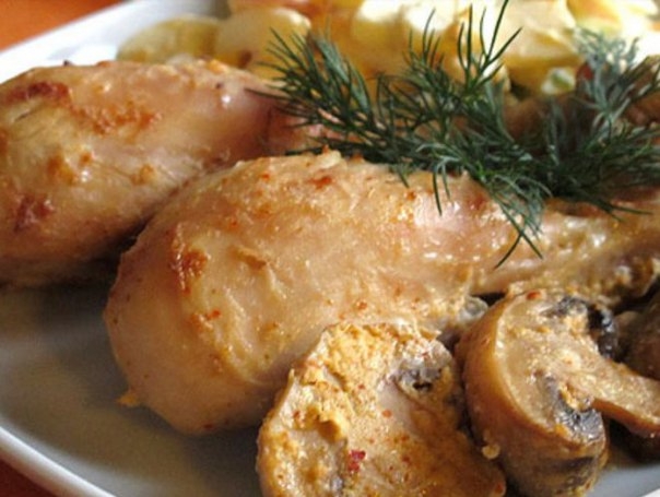 Острая курица с грибами Острая курица с грибами