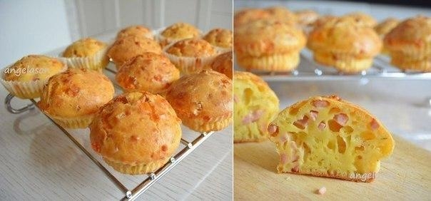 ЗАКУСОЧНЫЕ КЕКСИКИ С ВЕТЧИНОЙ И СЫРОМ.