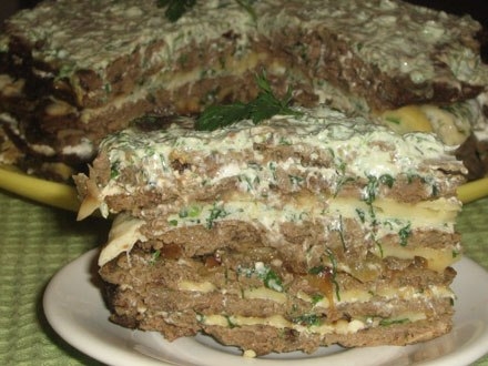 Печеночный торт с сыром Печеночный торт с сыром