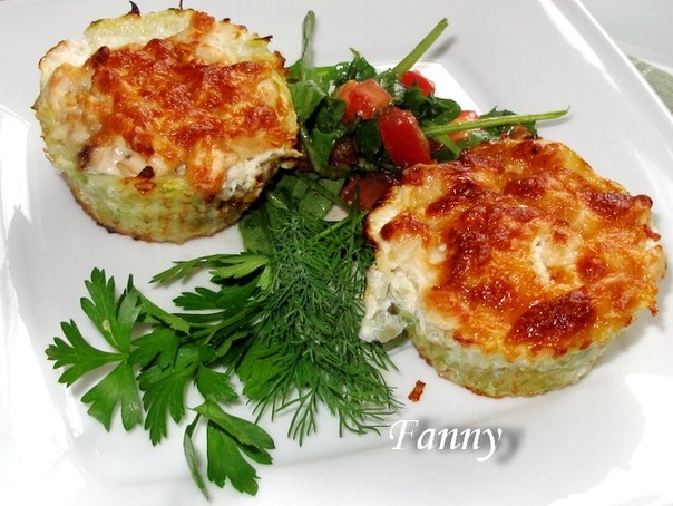 Кабачковые корзинки с куриным филе.