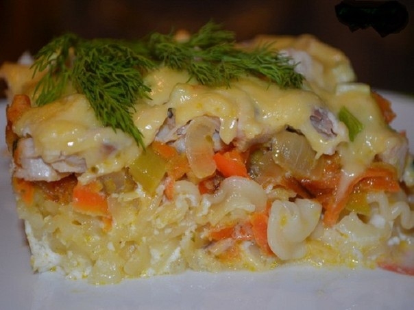 Запеканка из курицы и макарон. Запеканка из курицы и макарон.