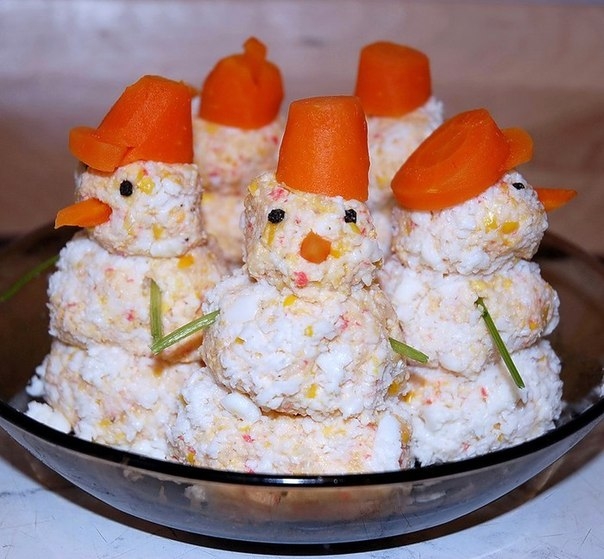 Закуска " Снеговики ". Закуска " Снеговики ".