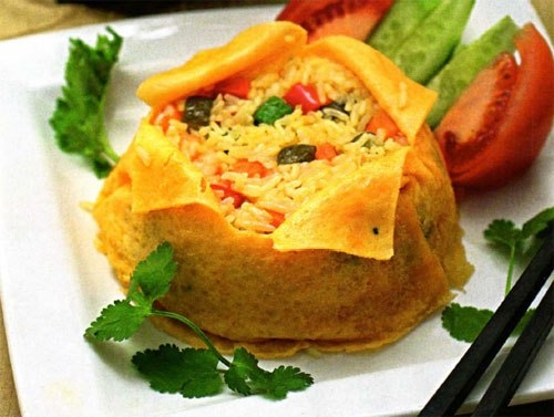 Рис с овощами и креветками