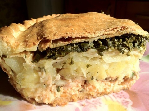 Кулебяка с тремя начинками Кулебяка с тремя начинками