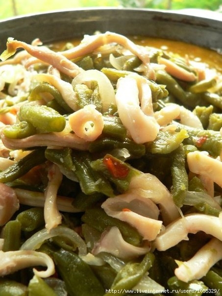 Кальмары со стручковой фасолью Кальмары со стручковой фасолью