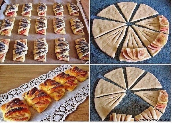 ТВОРОЖНЫЕ КОНВЕРТИКИ С ЯБЛОЧНОЙ НАЧИНКОЙ.
