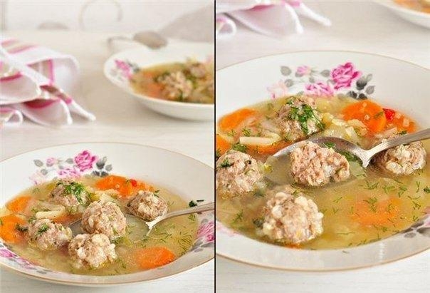 Суп с фрикадельками и овощами. Суп с фрикадельками и овощами.