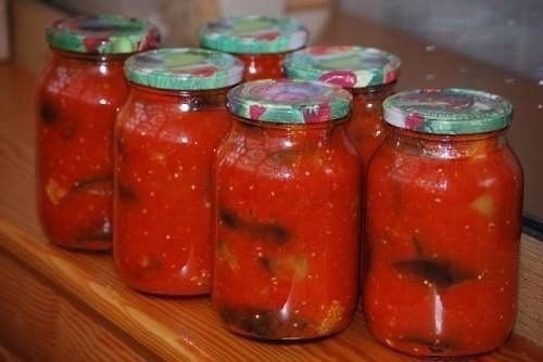 МАРИНОВАННЫЕ БАКЛАЖАНЫ С ТОМАТНЫМ СОКОМ