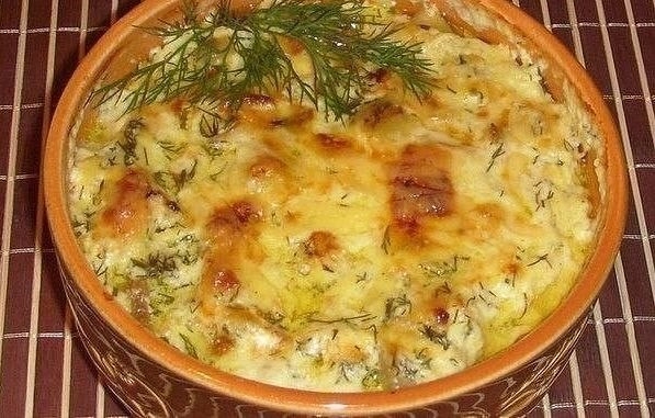 Картошка с курицей и грибами в соусе Картошка с курицей и грибами в соусе