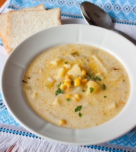 Сливочный суп с картофелем и кукурузой Сливочный суп с картофелем и кукурузой