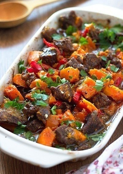 Мясо, запеченное с тыквой Мясо, запеченное с тыквой
