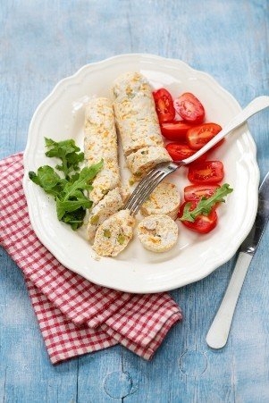 Куриные колбаски с горошком Куриные колбаски с горошком