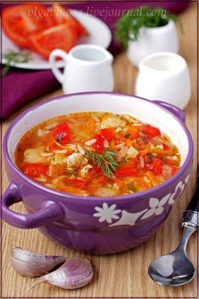 Томатный суп с рисом и курицей Томатный суп с рисом и курицей