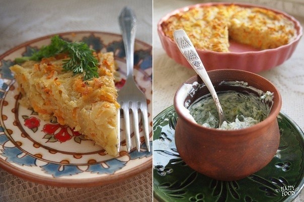 Картофельная запеканка с травами, сыром и морковью