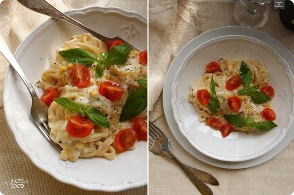 Паста с кукурузой, лимоном и сырно-молочным соусом Паста с кукурузой, лимоном и сырно-молочным соусом