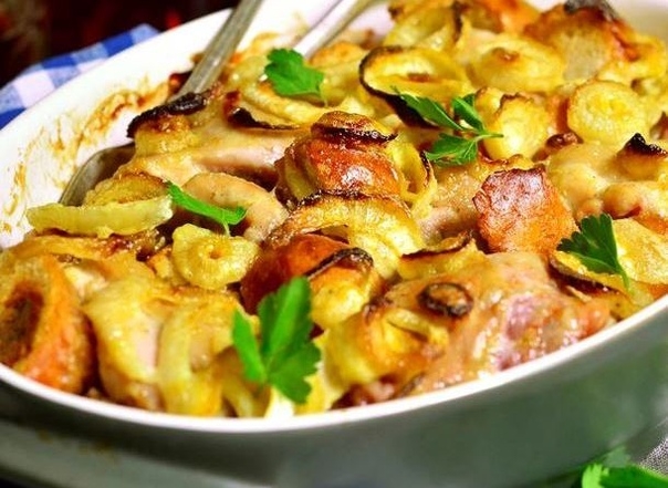 Запеченная с овощами голень индейки Запеченная с овощами голень индейки