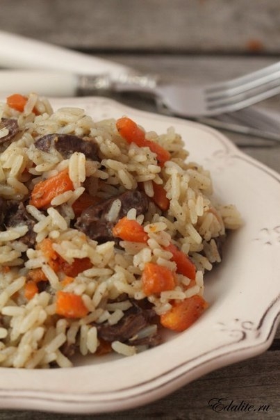 Плов с куриными сердечками Плов с куриными сердечками