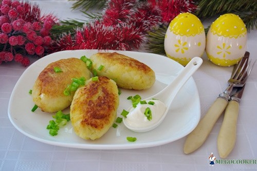 Картофельные котлеты с колбасой Картофельные котлеты с колбасой
