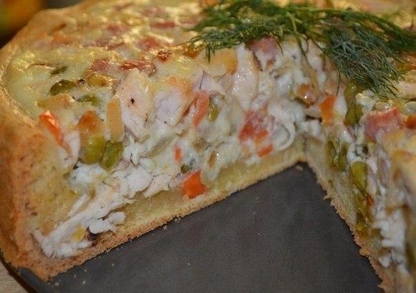 Рецепт: Открытый пирог с мясом и овощами. Рецепт: Открытый пирог с мясом и овощами.