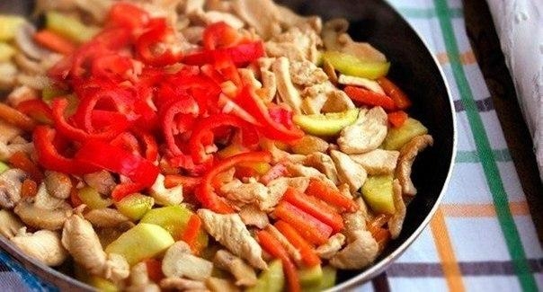 Рецепт: Соте с курицей и грибами Рецепт: Соте с курицей и грибами