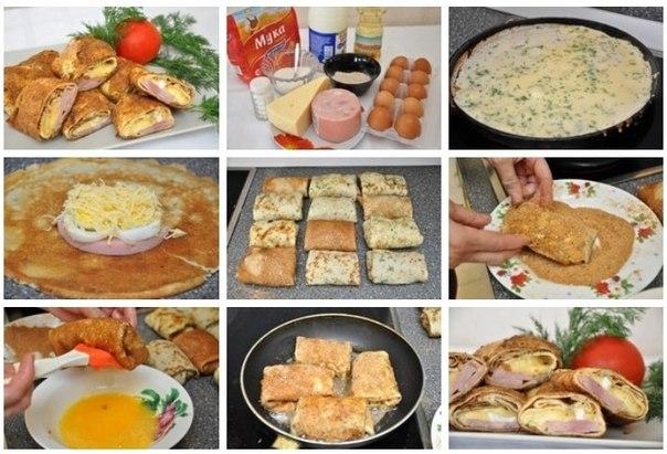 Рецепт: Блинчики с начинкой в панировке Рецепт: Блинчики с начинкой в панировке