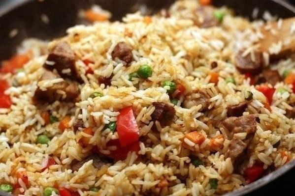 Рецепт: Рис со свининой и овощами. Рецепт: Рис со свининой и овощами.