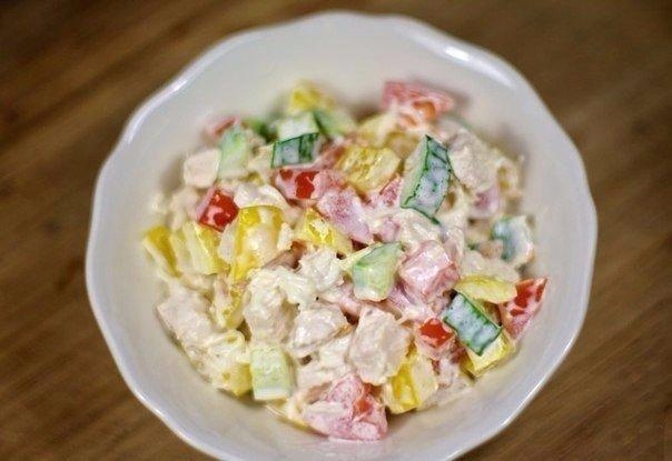 Рецепт: Салат с курицей и овощами Рецепт: Салат с курицей и овощами