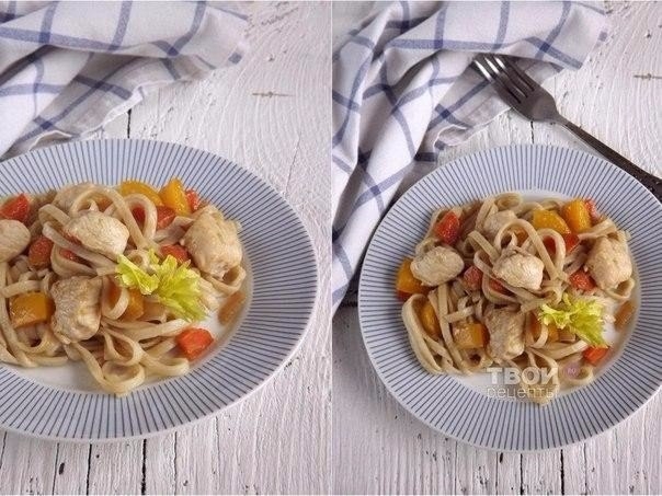 Лапша удон с курицей и овощами Лапша удон с курицей и овощами