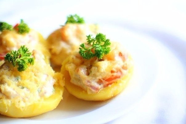 Рецепт: Фаршированный картофель Рецепт: Фаршированный картофель