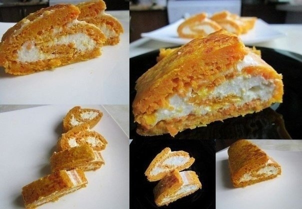 Рецепт: Морковно-апельсиновый рулет с творожной начинкой Рецепт: Морковно-апельсиновый рулет с творожной начинкой