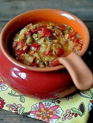 Рецепт: Густой суп с чечевицей и печеными овощами