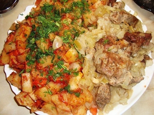 Рецепт: "Шашлык" с наивкуснейшей картошечкой, приготовленные в духовке.