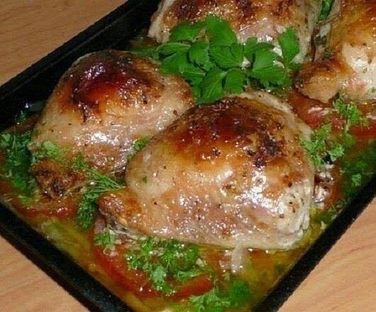Рецепт: Курица на овощах Рецепт: Курица на овощах