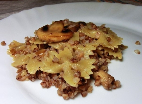 Макароны с кашей и грибами Макароны с кашей и грибами