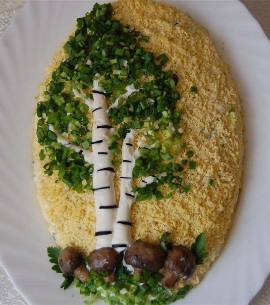 САЛАТ "БЕРЕЗКА" ОЧЕНЬ КРАСИВО И ВКУСНО