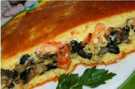 Грибной пирог с мясом. Грибной пирог с мясом.
