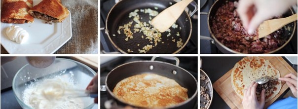 Аппетитные блинчики с мясом Аппетитные блинчики с мясом