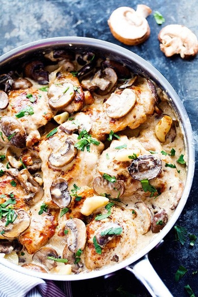 Курица в сливочном соусе с грибами Курица в сливочном соусе с грибами
