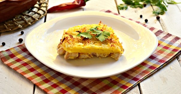 Запеканка из куриной грудки с картофелем Запеканка из куриной грудки с картофелем