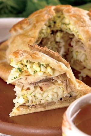 Пирог из курицы с рисом и грибами Пирог из курицы с рисом и грибами