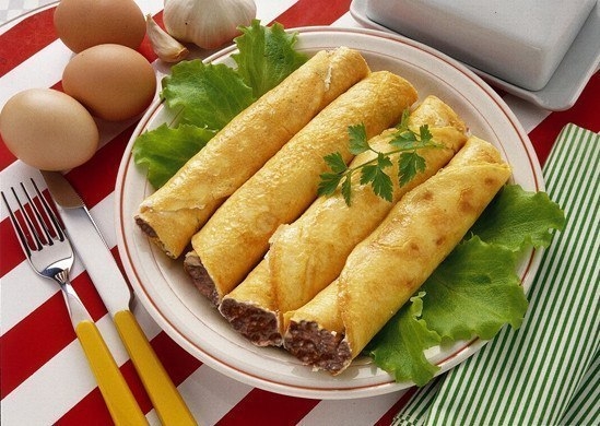 Очень вкусные блинчики с мясом.