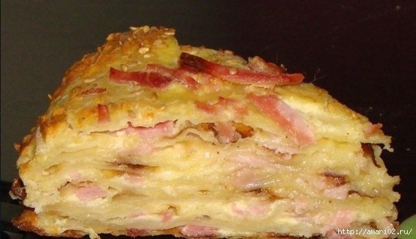 Закусочный сырный торт с ветчиной Закусочный сырный торт с ветчиной