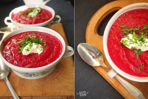 Свекольный крем-суп с чесноком.