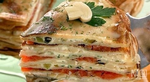 Торт блинчатый с семгой