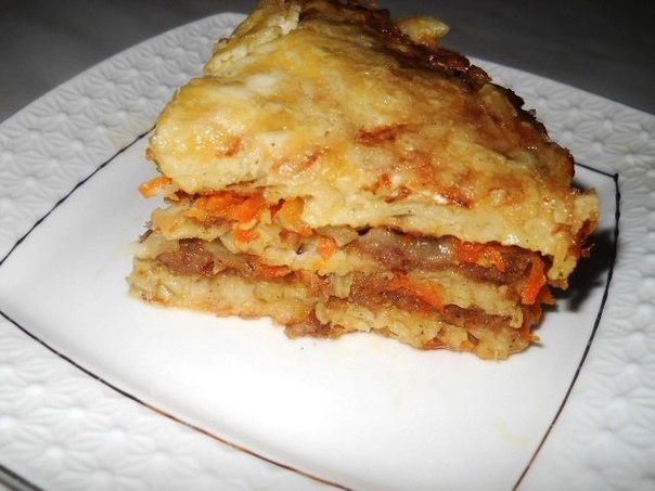 Капустный пирог с мясным фаршем Капустный пирог с мясным фаршем