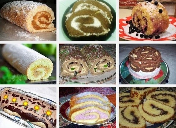 Девять рецептов вкуснейших домашних бисквитных рулетов !!!