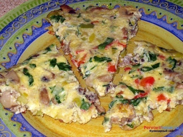 Яичница с шампиньонами и луком Яичница с шампиньонами и луком