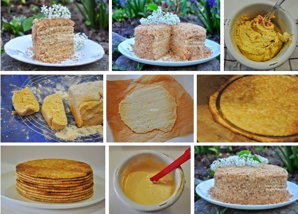 Песочный торт с фундуком и крем-брюле. Песочный торт с фундуком и крем-брюле.